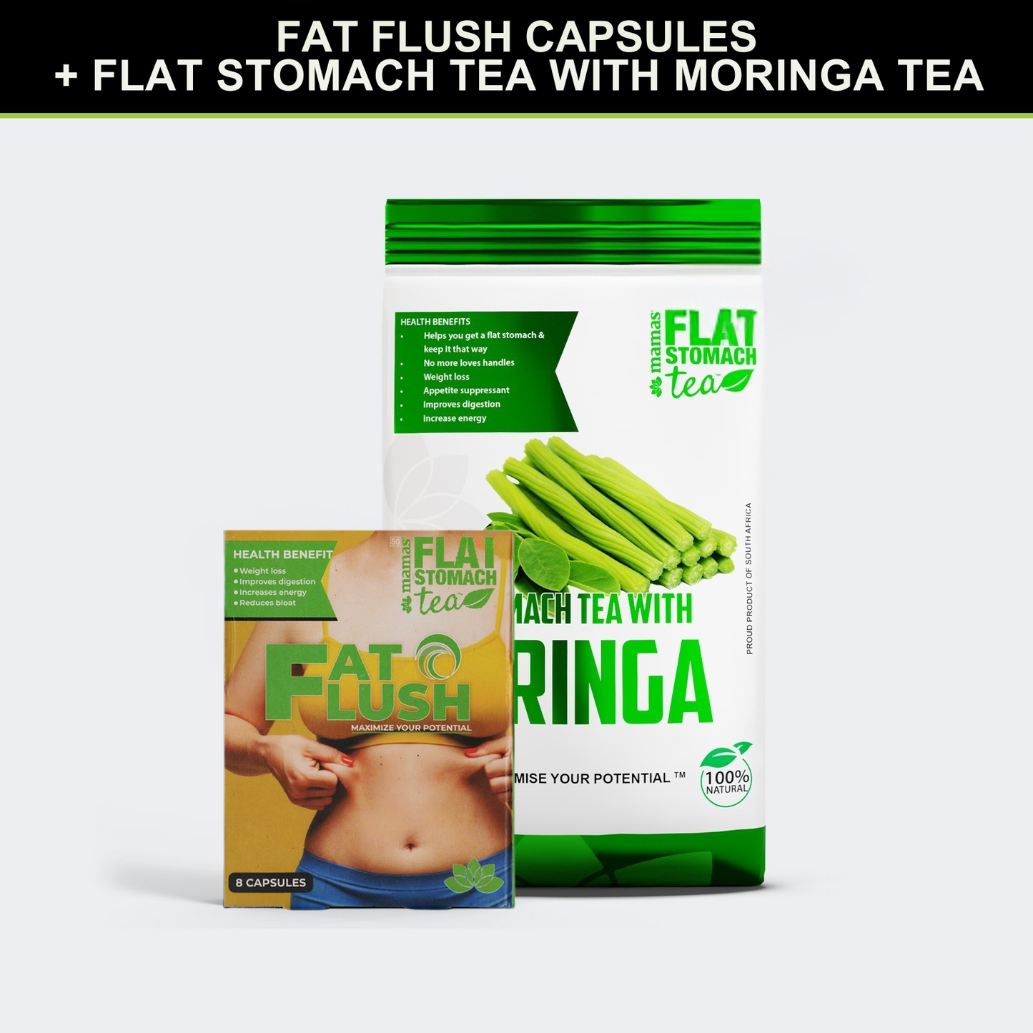 FAT FLUSH + FLAT STOMACH TEA WITH MORINGA SACHET